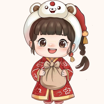新年元旦节日可爱小女孩手绘卡通头像 模板ID:73764