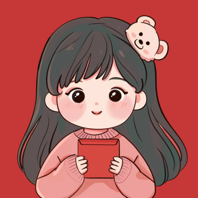 新年元旦节日喜庆可爱小女孩手绘卡通头像 模板ID:73765