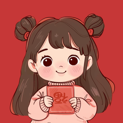 新年元旦节日喜庆可爱小女孩手绘卡通头像 模板ID:73766
