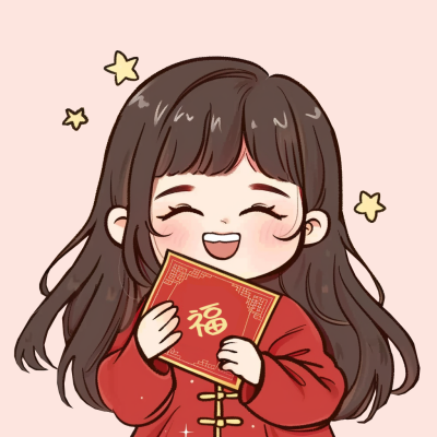 新年元旦节日喜庆可爱小女孩手绘卡通头像 模板ID:73769