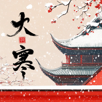 大寒节气祝福中国风公众号次图 模板ID：73969