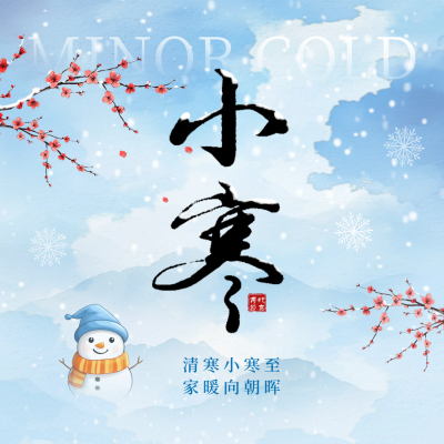 小寒节气手绘祝福方形海报 模板ID：74078
