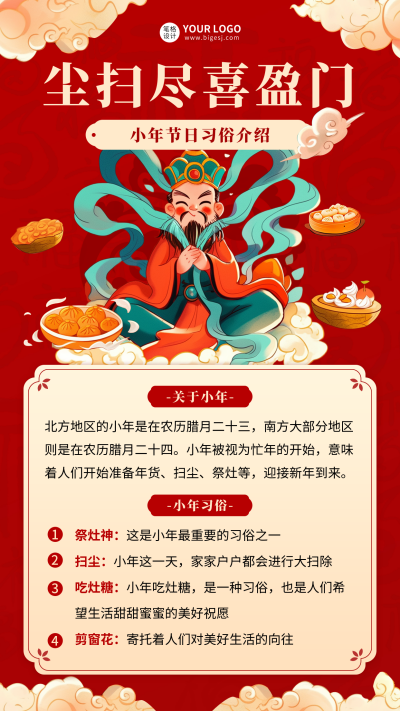 小年习俗介绍宣传海报 模板ID：74101