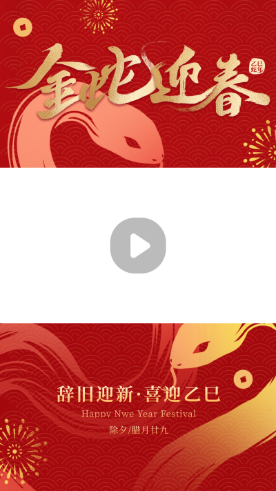 金蛇迎春蛇年祝福视频边框 模板ID:74390