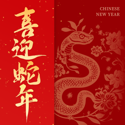 春节手绘大气剪纸风祝福方形海报 模板ID：74491