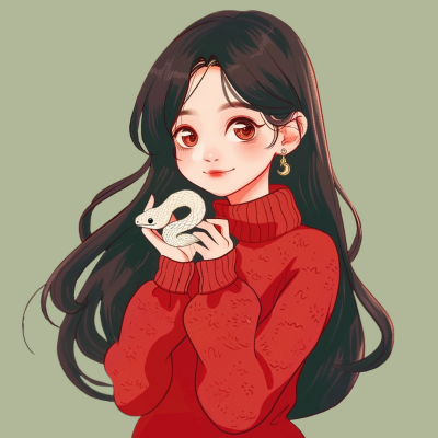 蛇年新年节日喜庆可爱小女生手绘卡通头像 模板ID：74605