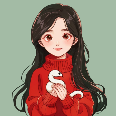 蛇年新年节日喜庆可爱小女生手绘卡通头像 模板ID：74606