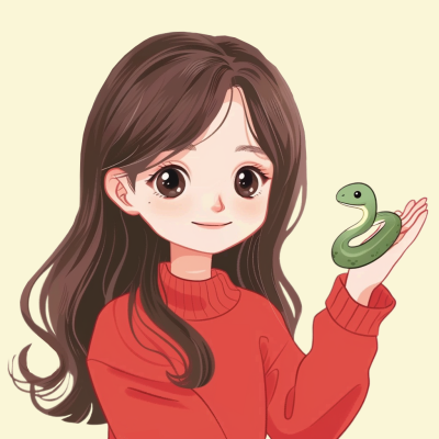 蛇年新年可爱小女生手绘卡通头像 模板ID：74620