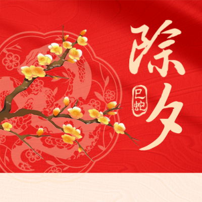 除夕祝福喜庆手绘剪纸封面次图 模板ID：74895