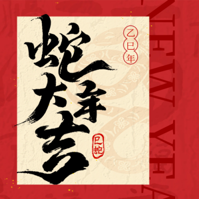 新年蛇年大字报红色喜庆封面次图 模板ID：74986