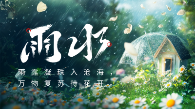 雨水节气实景日签宣传公众号图文封面 模板ID：75832