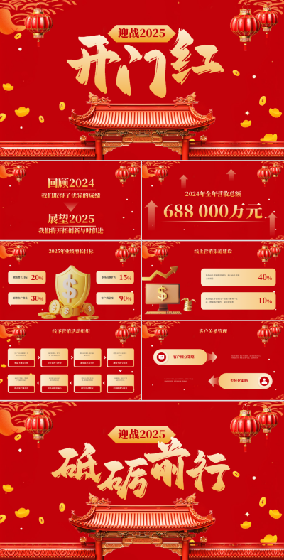 红色喜庆金融开门红PPT 模板ID：758695
