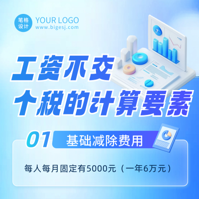 个税政策知识科普方形海报 模板ID：758966
