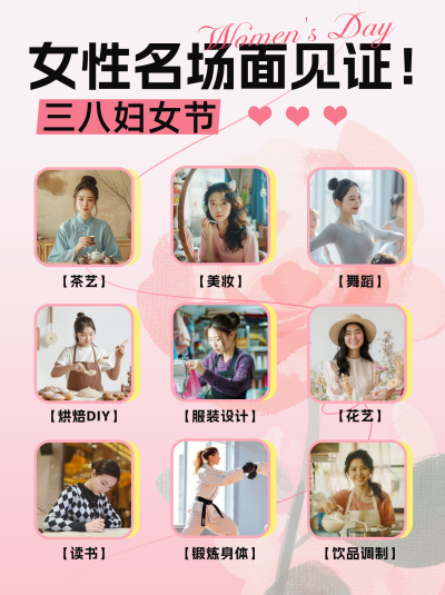 38妇女节照片墙实景清新渐变小红书封面 模板ID:758929