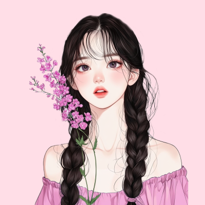 手绘唯美女孩头像 模板ID:759619