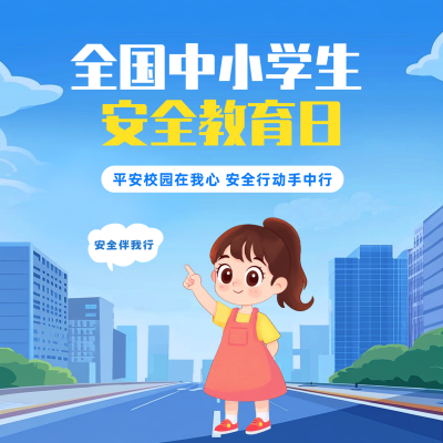 中小学生安全教育日宣传方形海报 模板ID：760729