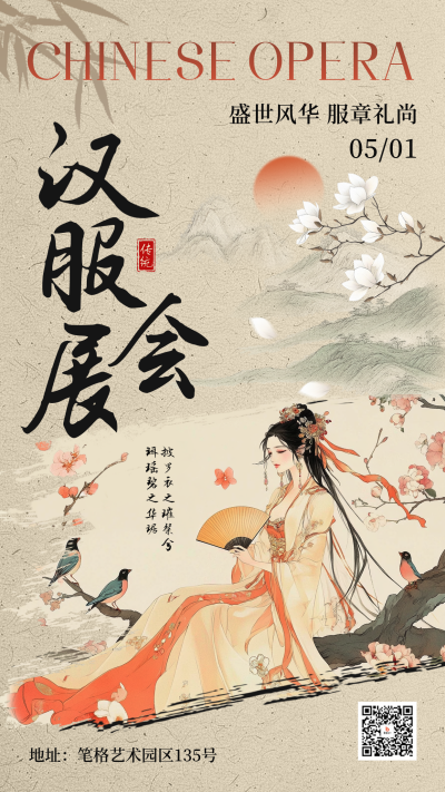 汉服展会新中式风宣传海报 模板ID：760816