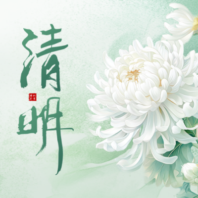 清明节手绘菊花公众号次图 模板ID：760886