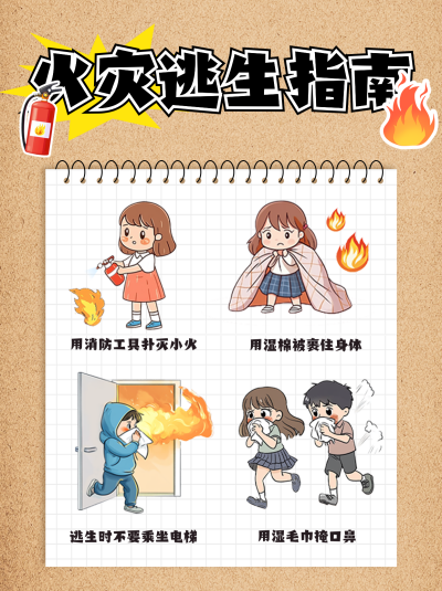 火灾逃生指南分享小红书封面 模板ID：762340