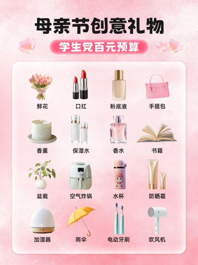 母亲节礼物清单分享小红书封面 模板ID：762830