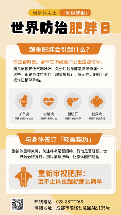 世界防治肥胖日健康科普竖版配图 模板ID：763337
