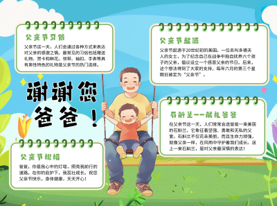 父亲节节日祝福卡通手抄报 模板ID：764017