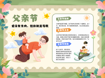 父亲节节日祝福卡通手抄报 模板ID:764015