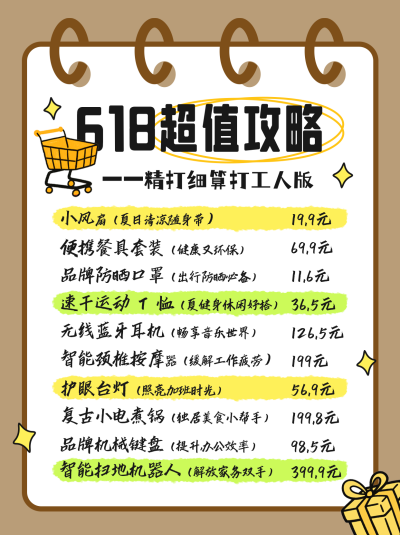 618购物攻略小红书封面 模板ID:763972