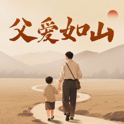 父亲节怀旧风祝福公众号次图 模板ID：764183