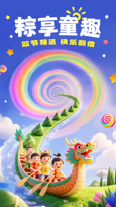 端午节儿童节双节同庆创意海报 模板ID:764268