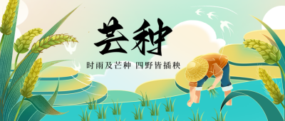 芒种节气插秧手绘宣传封面首图 模板ID：764418