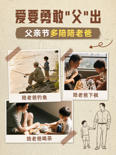 父亲节晒照分享小红书封面 模板ID：764557