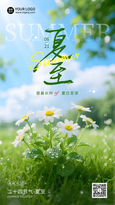 夏至节气实景渐变宣传海报 模板ID:764786