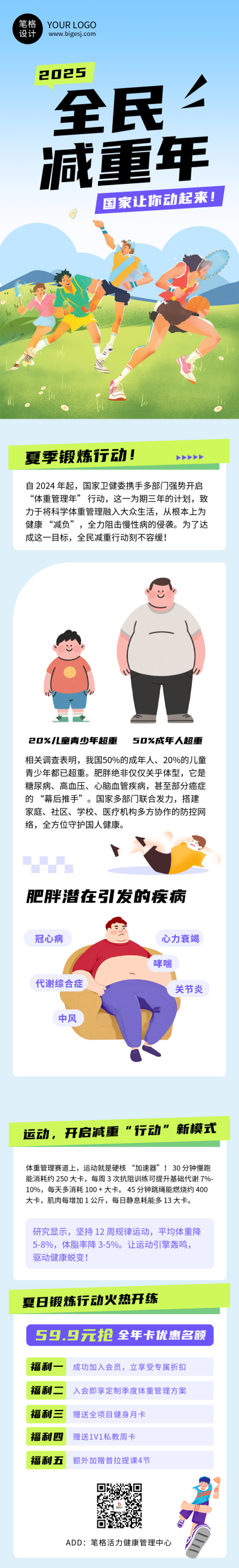 体重管理知识科普蓝色公众号长图 模板ID:765056