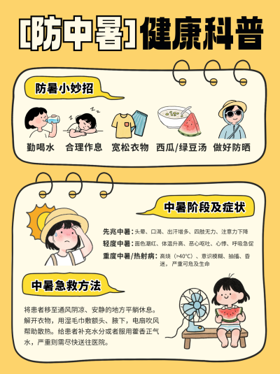 夏季高温防中暑注意事项宣传小红书封面 模板ID：765180