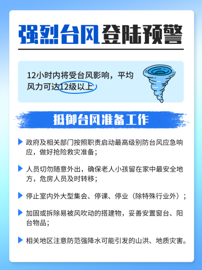 台风登陆预警通知小红书封面 模板ID：765490