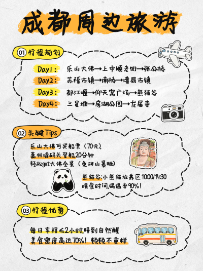 成都周边旅游攻略小红书封面 模板ID:765518