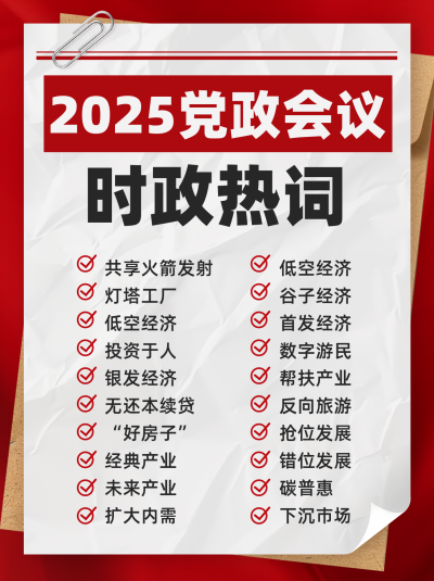 党政会议时政热词宣传小红书封面 模板ID：765446