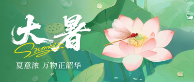 大暑节气荷花宣传封面首图 模板ID：766162