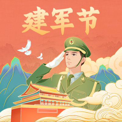 八一建军节手绘宣传封面次图 模板ID：766465