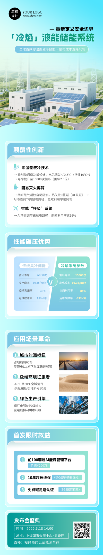 能源系统环保技术发布会蓝色简约公众号长图 模板ID:766927