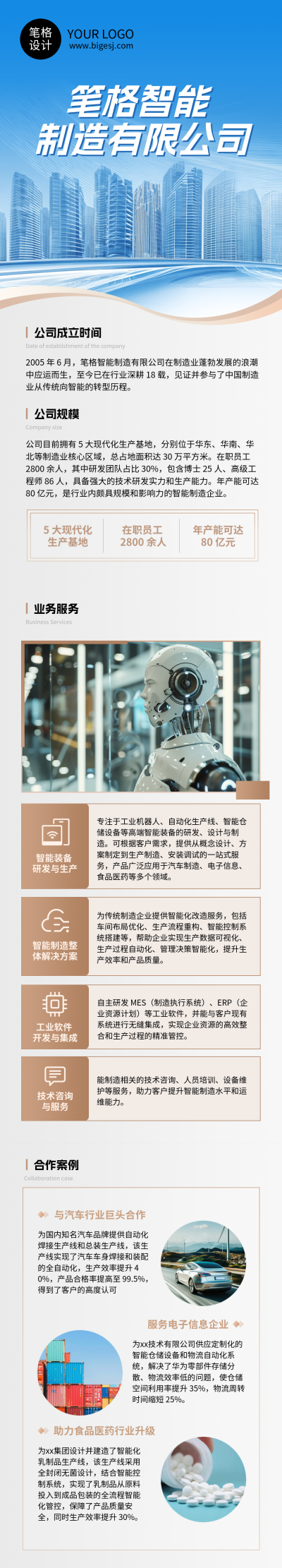 制造业企业介绍简约商务公众号长图 模板ID:767088