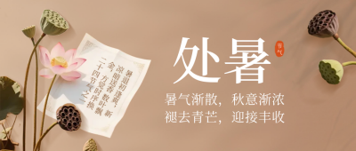 处暑节气荷花实景封面首图 模板ID：767471