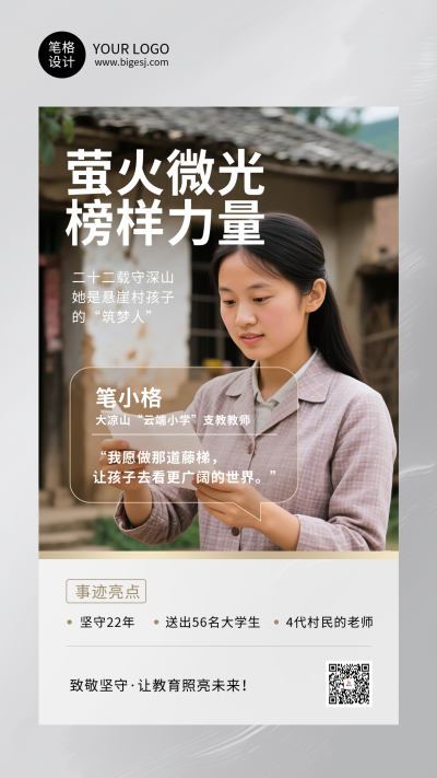 教师节人物介绍励志简约海报 模板ID：767669