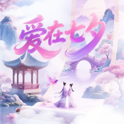 七夕节牛郎织女爱情中国风封面次图 模板ID：767724