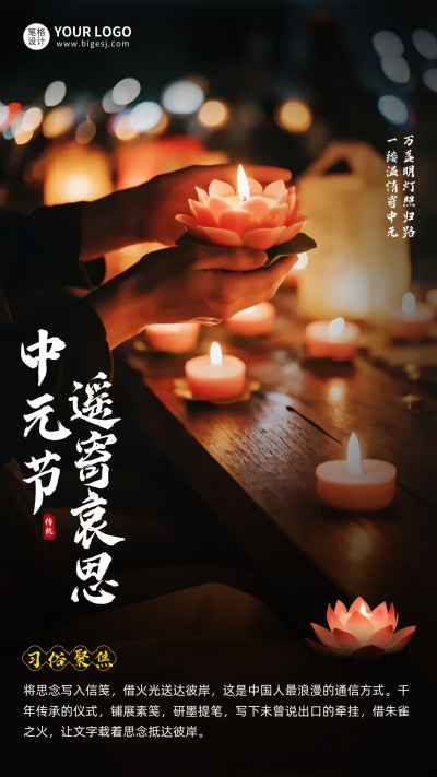 中元节习俗科普海报 模板ID：767753
