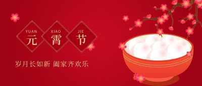 红色元宵节元宵汤圆公众号封面首图 模板ID：7094