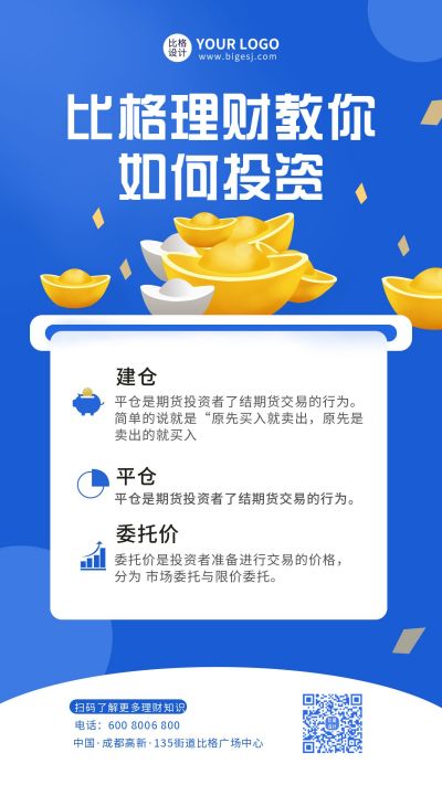 理财投资知识分享手机海报 模板ID：6393