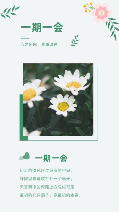 文艺清新淡雅春天植物竖版配图 模板ID:7057