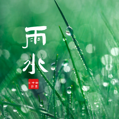 雨水节气清新实景公众号次图 模板ID：7052
